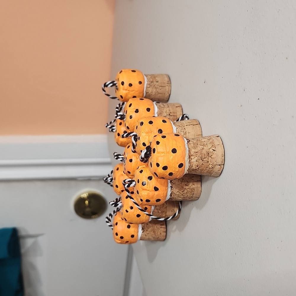 Hand Crafted Halloween Light Orange Cork Toadstool 10 set Ornaments
